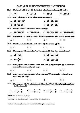 Bài tập trắc nghệm Hình học 10 - Chương 1